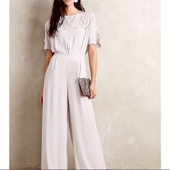 ANTHROPOLOGIE Acacia Embroidered Eyelet Wide Leg Jumpsuit by Elevenses NWOT - Picture 3 of 7